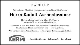 Traueranzeige Rudolf Hacker