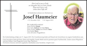 Traueranzeige Josef Haumeier