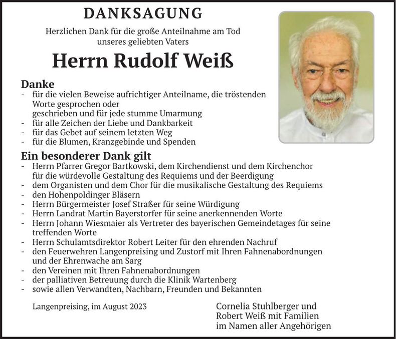 Traueranzeige Robert Weiß