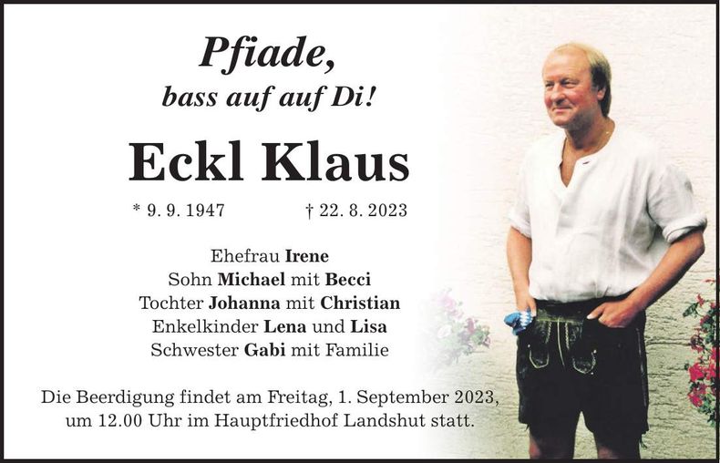 Traueranzeige Klaus Eckl