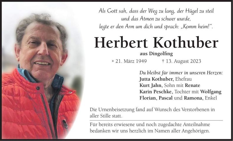 Traueranzeige Herbert Kothuber