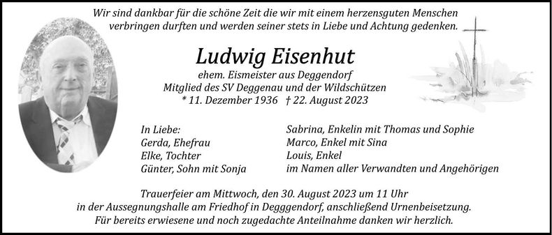 Traueranzeige Ludwig Eisenhut