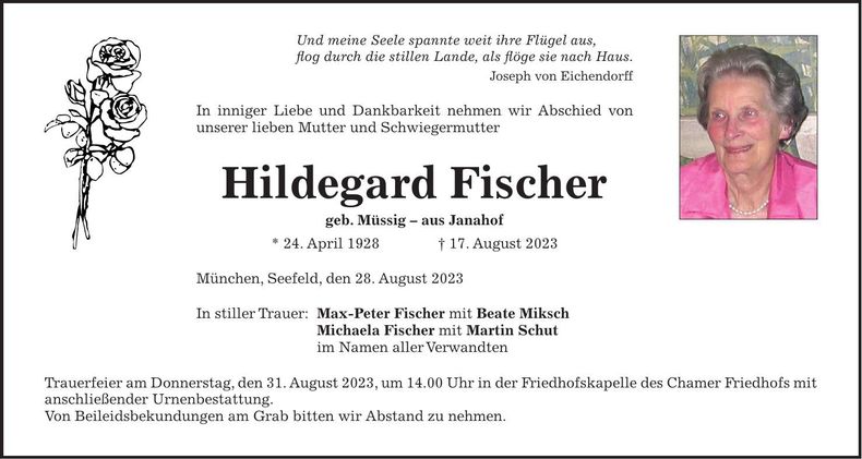 Traueranzeige Hildegard Fischer