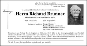 Traueranzeige Richard Brunner