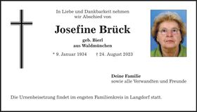 Traueranzeige Josefine Brück