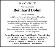 Traueranzeige Reinhard Böhm