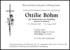 Traueranzeige Ottilie Böhm