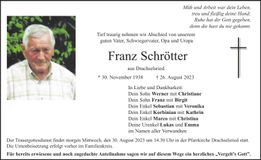 Traueranzeige Franz Schrötter