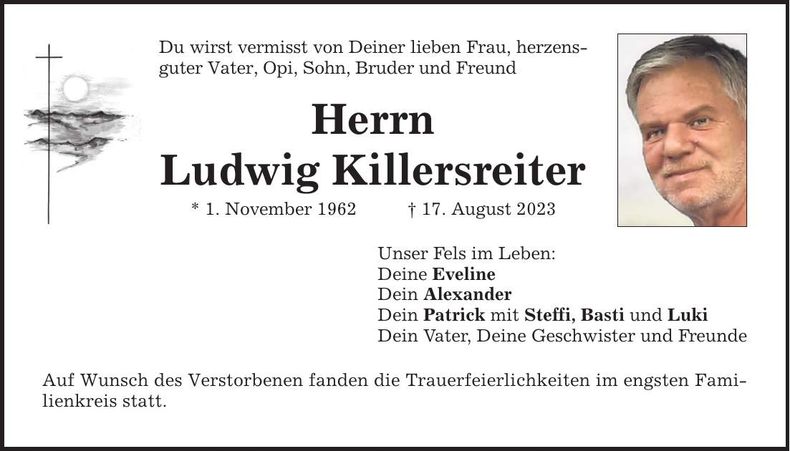 Traueranzeige Ludwig Killersreiter