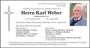 Traueranzeige Karl Weber
