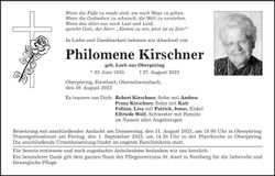 Traueranzeige Philomene Kirschner