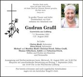 Traueranzeige Gudrun Graßl