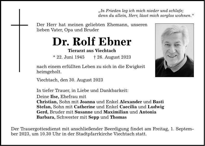 Traueranzeige Rolf Ebner