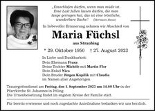 Traueranzeige Maria Füchsl