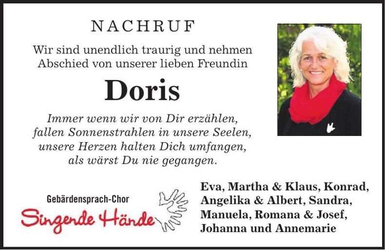 Traueranzeige Doris Vogl