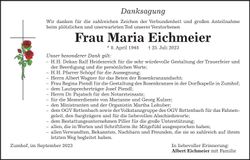 Traueranzeige Maria Eichmeier