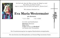 Traueranzeige Eva Maria Westermaier