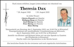 Traueranzeige Theresia Dax
