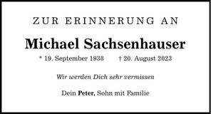 Traueranzeige Michael Sachsenhauser