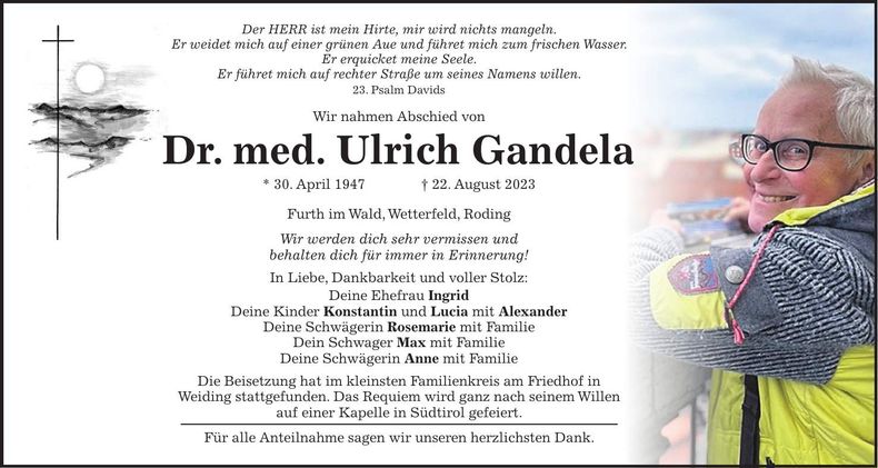 Traueranzeige Ulrich Dr. med. Gandela