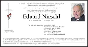 Traueranzeige Eduard Nirschl