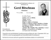 Traueranzeige Gerd Bitschnau