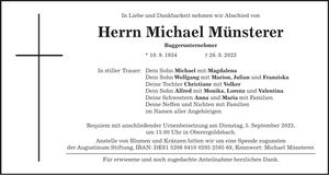 Traueranzeige Michael Münsterer
