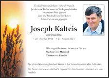 Traueranzeige Joseph Kalteis
