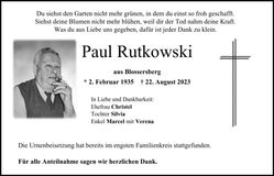 Traueranzeige Paul Rutkowski