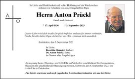 Traueranzeige Anton Prückl