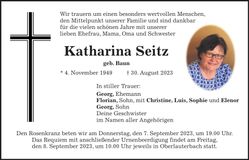 Traueranzeige Katharina Seitz