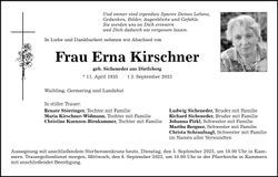 Traueranzeige Erna Kirschner