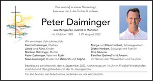 Traueranzeige Peter Daiminger
