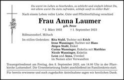 Traueranzeige Anna Laumer