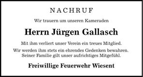 Traueranzeige Jürgen Gallasch
