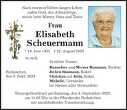 Traueranzeige Elisabeth Scheuermann