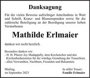 Traueranzeige Mathilde Erlmaier