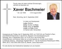 Traueranzeige Xaver Bachmeier