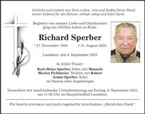 Traueranzeige Richard Sperber