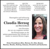Traueranzeige Claudia Herzog