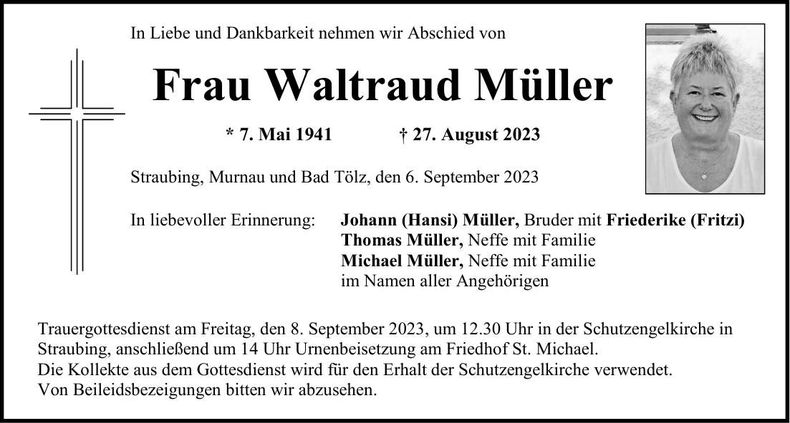 Traueranzeige Waltraud Müller