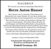 Traueranzeige Anton Hauser