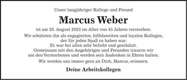 Traueranzeige Marcus Weber