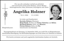 Traueranzeige Angelika Holzner
