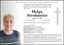 Traueranzeige Helga Strohmeier