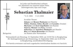 Traueranzeige Sebastian Thalmaier