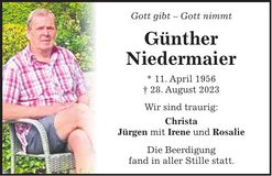 Traueranzeige Günther Niedermaier