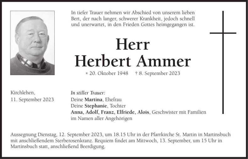 Traueranzeige Herbert Ammer