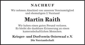 Traueranzeige Martin Raith