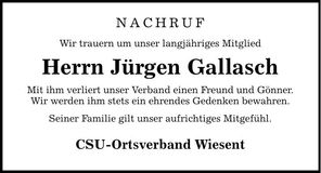 Traueranzeige Jürgen Gallasch